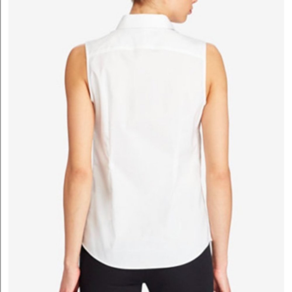 Kasper Separates White Cotton Sleeveless Shirt - Picture 2 of 7